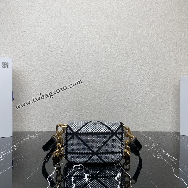 Prada專櫃2023新款水晶包 1BD329 普拉達仿水晶迷你手袋鏈條肩背包 csp1603